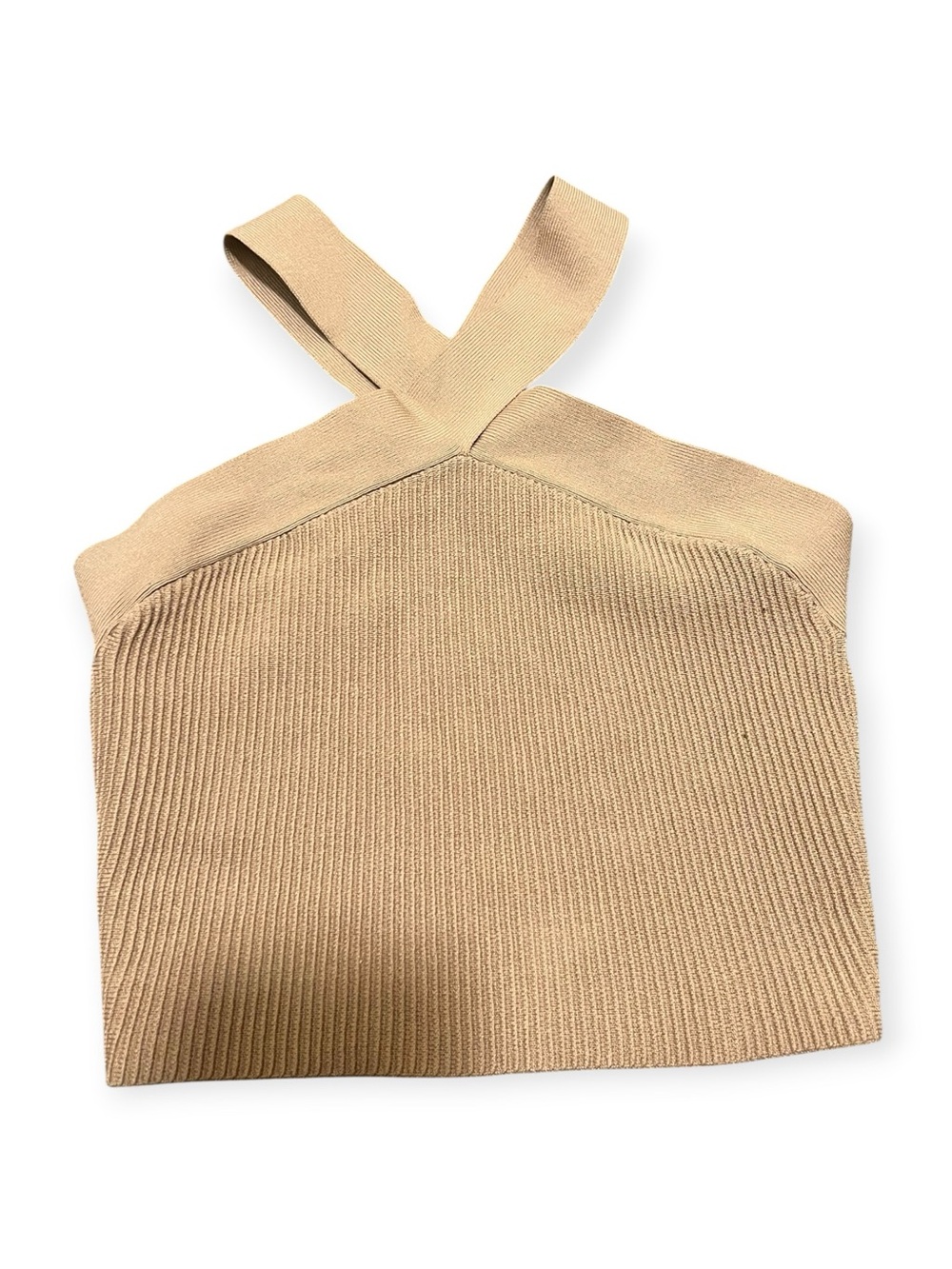 Babaton Ribbed Halter Top Light Tan S